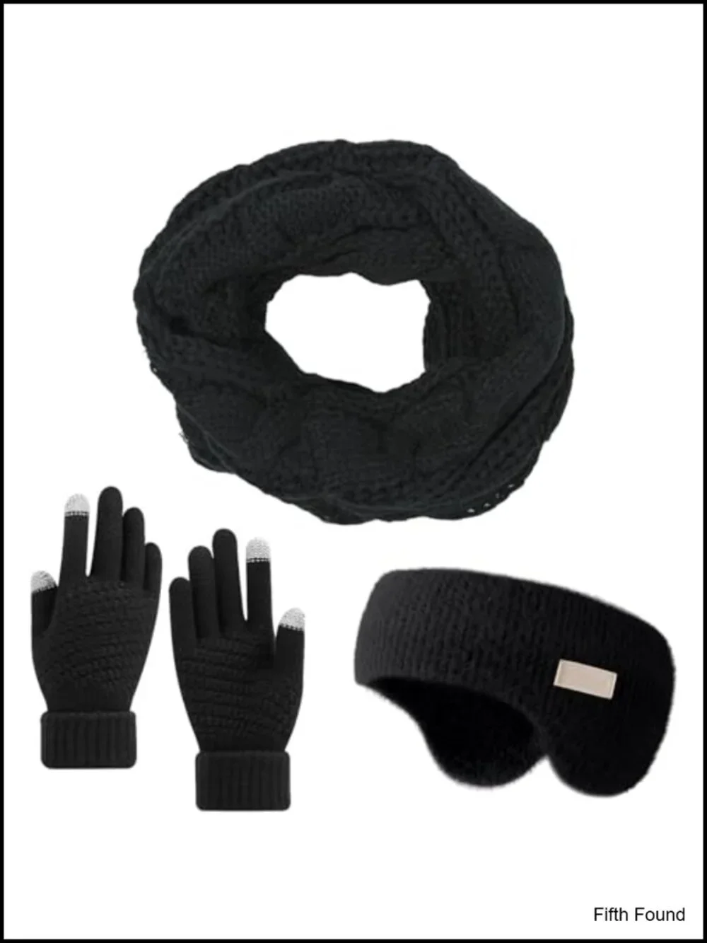 Womens Winter Infinity Scarf Ear Muffs Touchscreen Gloves 3pc Set Acrylic